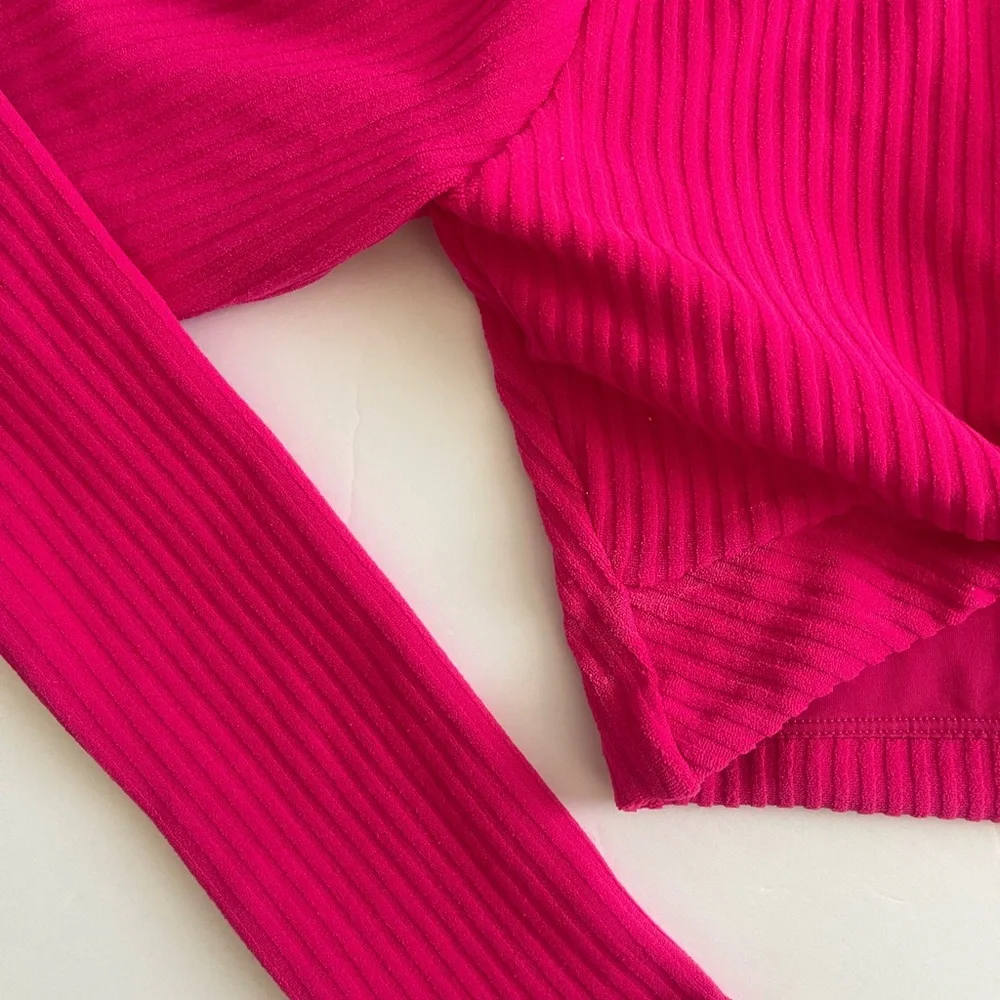 Andie Swin Ribbed Magenta Pink long Sleeve Top